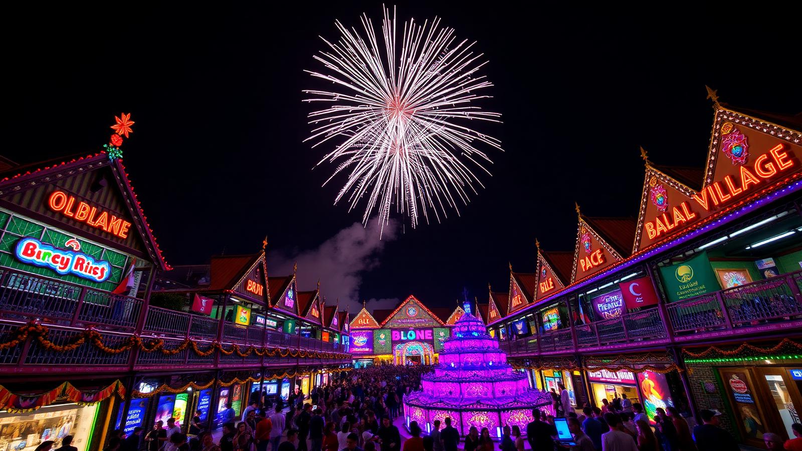 Fireworks bursting over Global Village Dubai